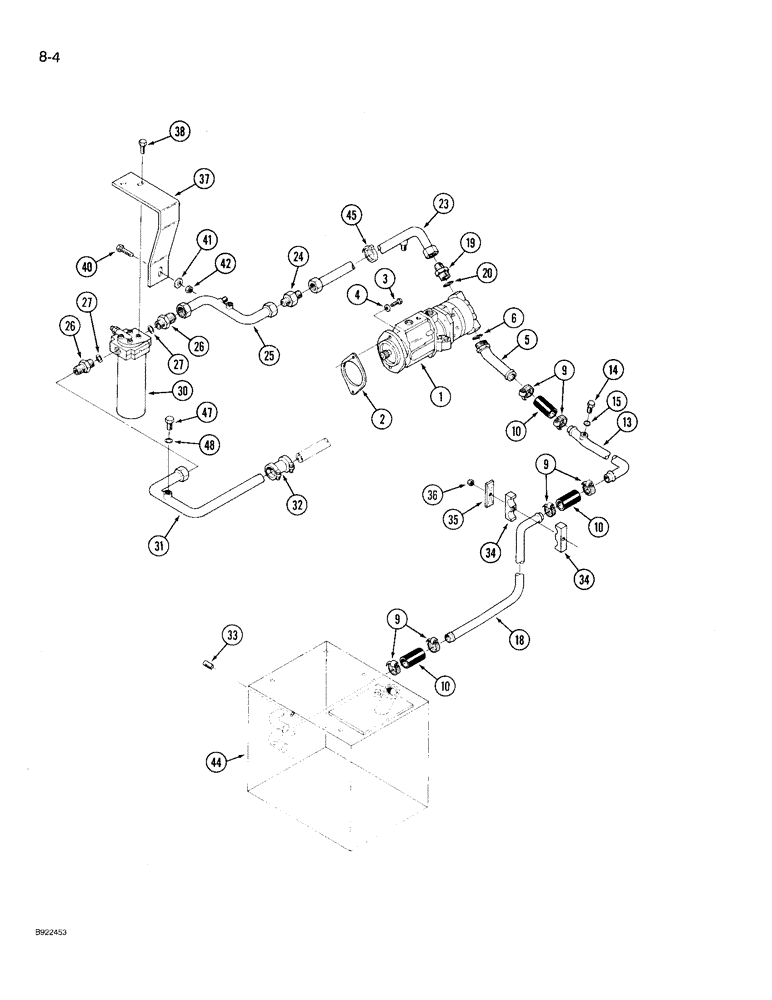 Схема запчастей Case IH 9230 - (8-004) - HYDRAULIC SYSTEM, PUMP TO FILTER (08) - HYDRAULICS