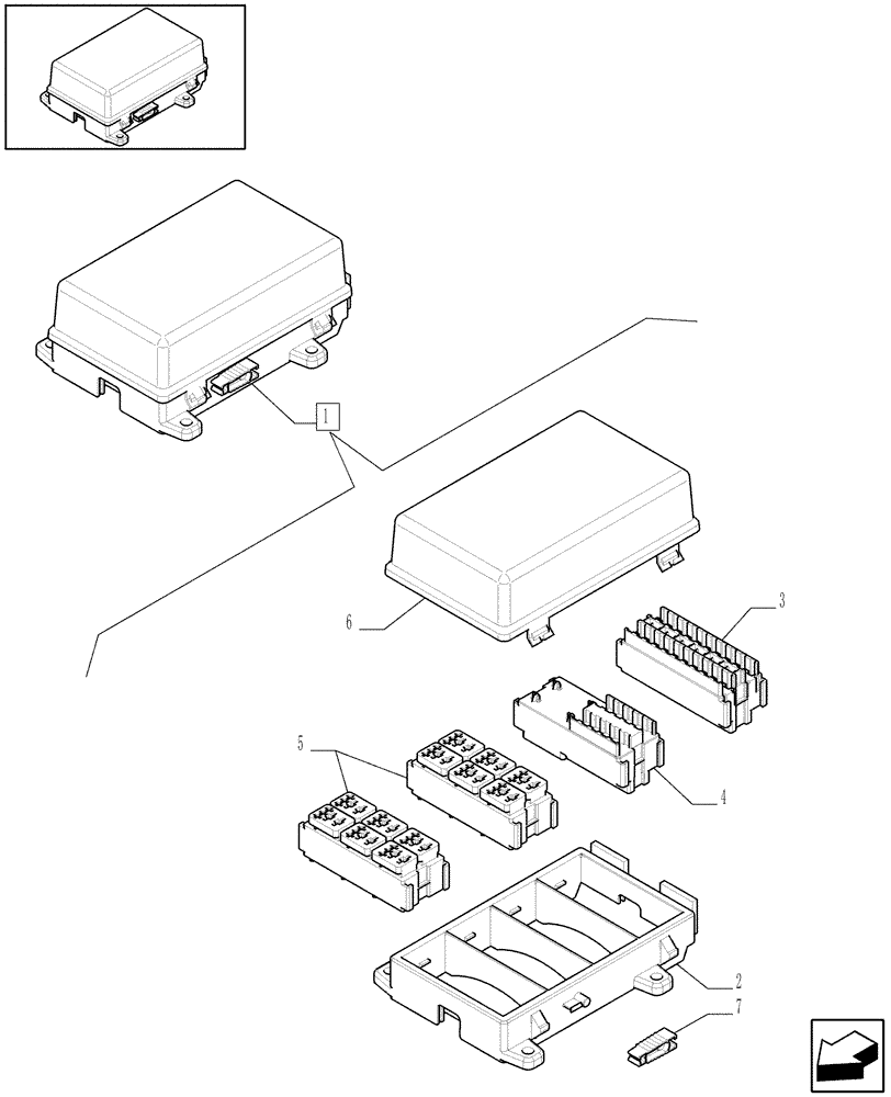 Схема запчастей Case IH JX1085C - (1.92.75/ C) - MAIN CABLE - FUSE AND RELAIS HOLDER - BREAKDOWN (06) - ELECTRICAL SYSTEMS