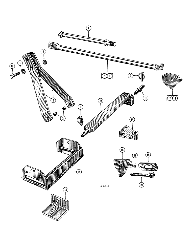 Схема запчастей Case IH MTA - (12) - MAST AND DRAFT BAR FOR CATEGORY II HITCH, MA AND MTA FIVE BOTTOM, 14 AND 16 INCH 