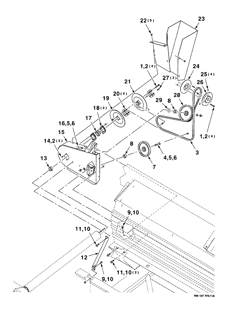 Схема запчастей Case IH 8240 - (5-08) - DRAPER DRIVE ASSEMBLY, LEFT, 21 AND 25 FOOT ONLY (58) - ATTACHMENTS/HEADERS