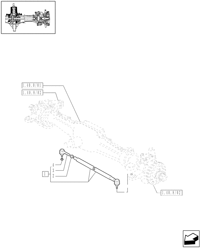 Схема запчастей Case IH JX90 - (1.40. 8/04) - (VAR.540) CLASS 2 FRONT AXLE WITH 2ND STEERING CYL. (4OKM/H) - TIE-ROD (04) - FRONT AXLE & STEERING