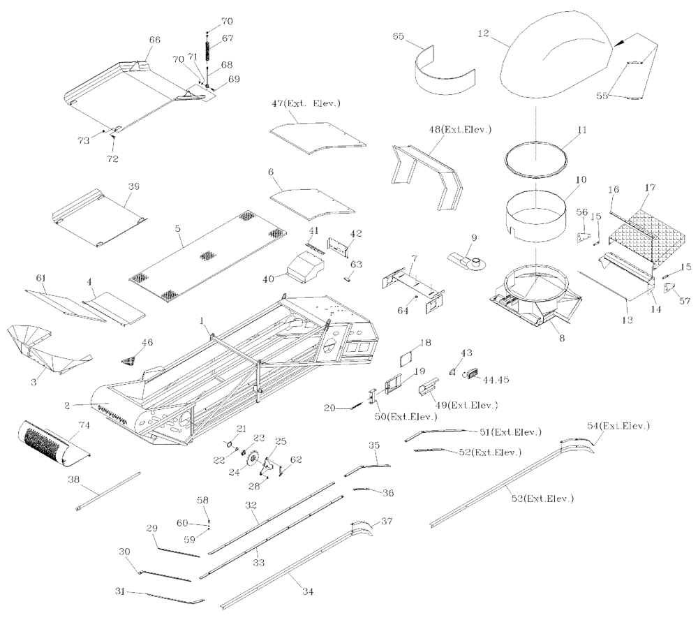 Схема запчастей Case IH 7700 - (A08[03]) - ELEVATOR Mainframe & Functioning Components