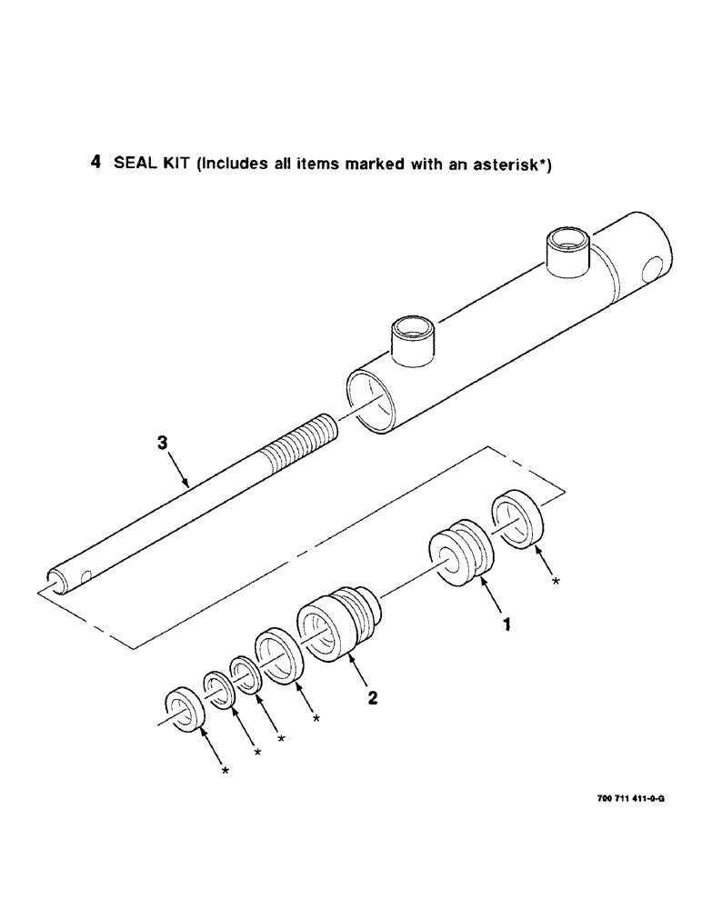 Схема запчастей Case IH 8465 - (9-50) - HYDRAULIC CYLINDER ASSEMBLY, 700711411 HYDRAULIC CYLINDER COMPLETE, 1 INCH BORE X 3 INCH STROKE Decals & Attachments