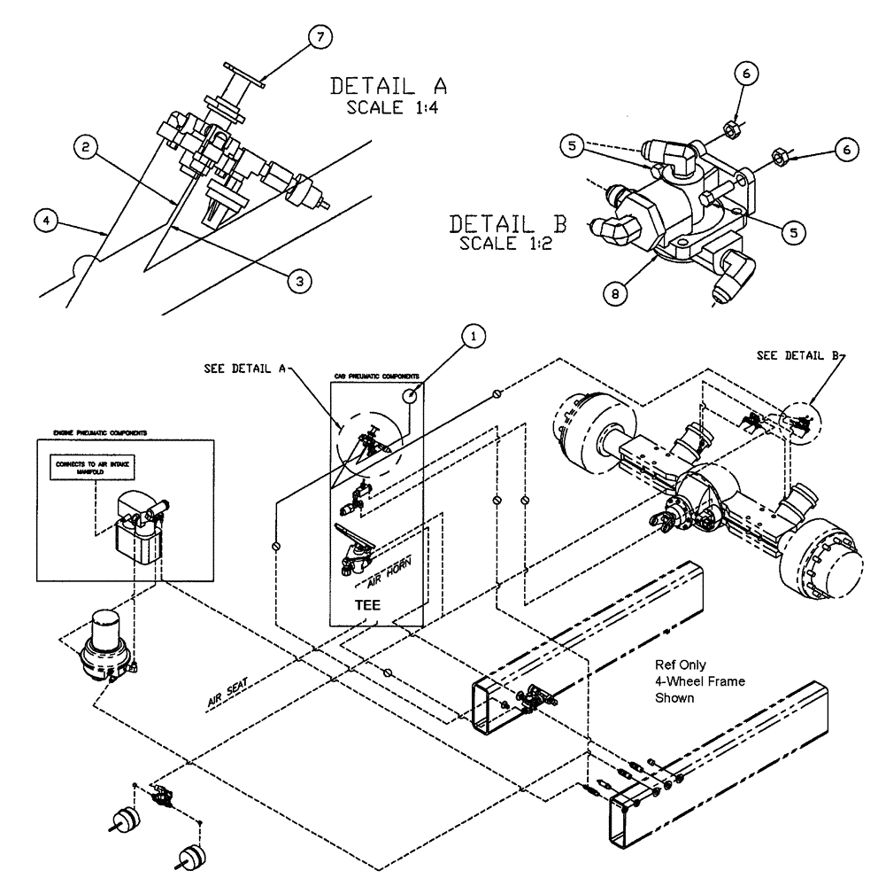 Схема запчастей Case IH FLX3300B - (07-004) - PARKING BRAKE GROUP Pneumatics