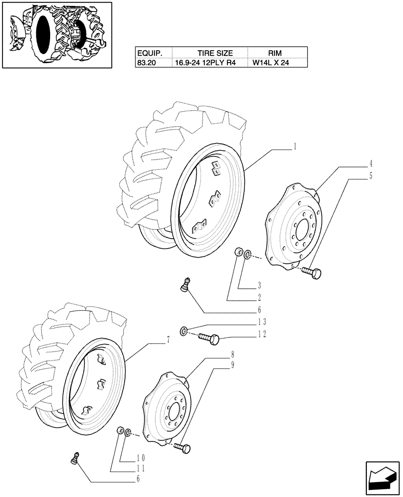 Схема запчастей Case IH JX70 - (83.00[04]) - DRIVE WHEELS (11) - WHEELS/TRACKS