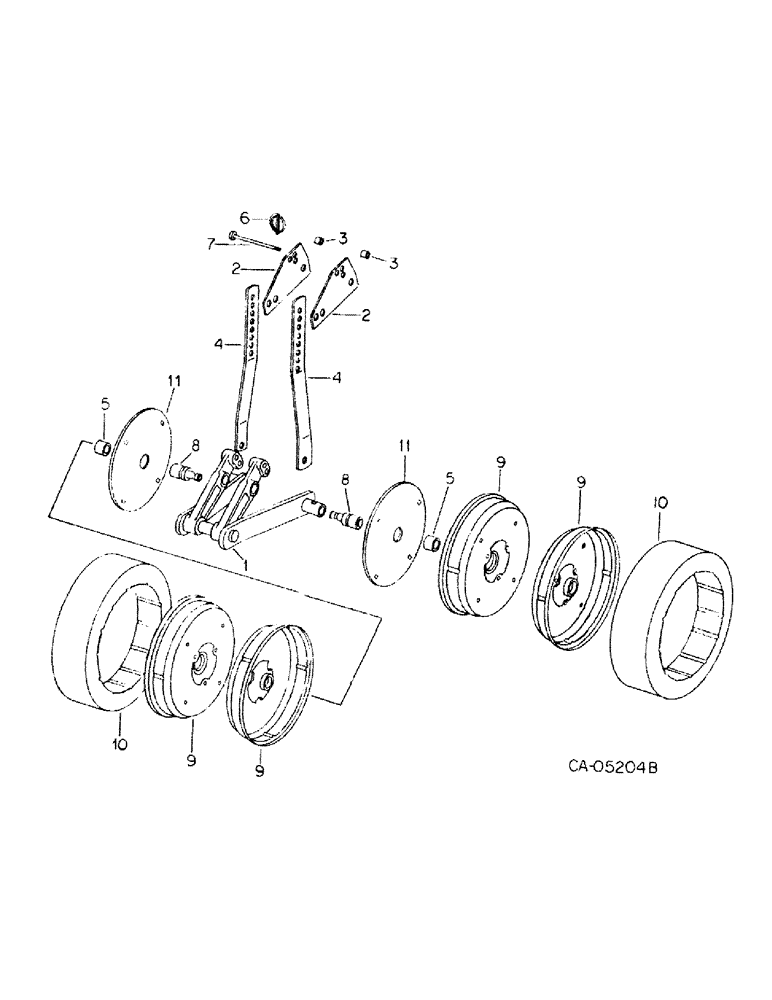 Схема запчастей Case IH 500 - (E-57) - GAUGE WHEEL ATTACHMENT, QUANTITIES SHOWN ARE PER ROW 