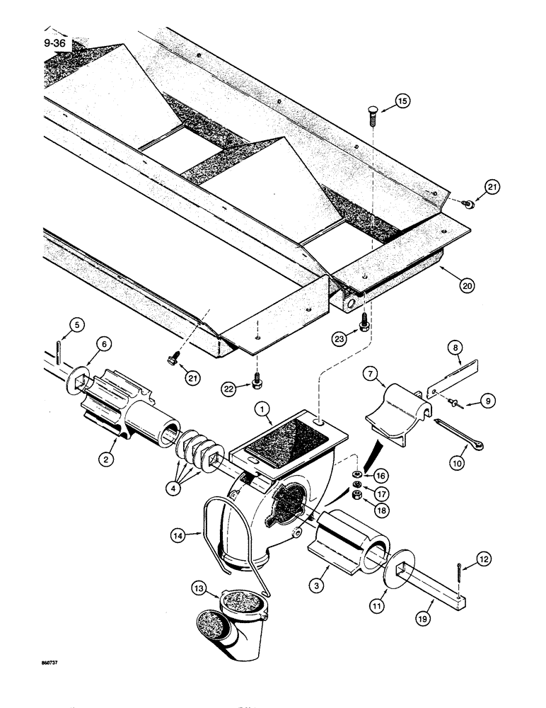 Схема запчастей Case IH 8600 - (9-036) - GRAIN FEED PARTS, UNITS WITH 6-1/2 INCH ROW SPACING (09) - CHASSIS/ATTACHMENTS