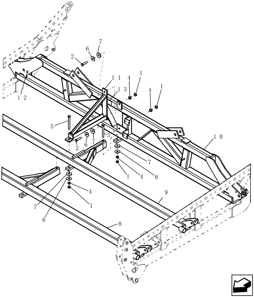 Схема запчастей Case IH 400 - (39.100.02) - CENTER BARS, CENTER SECTION (39) - FRAMES AND BALLASTING