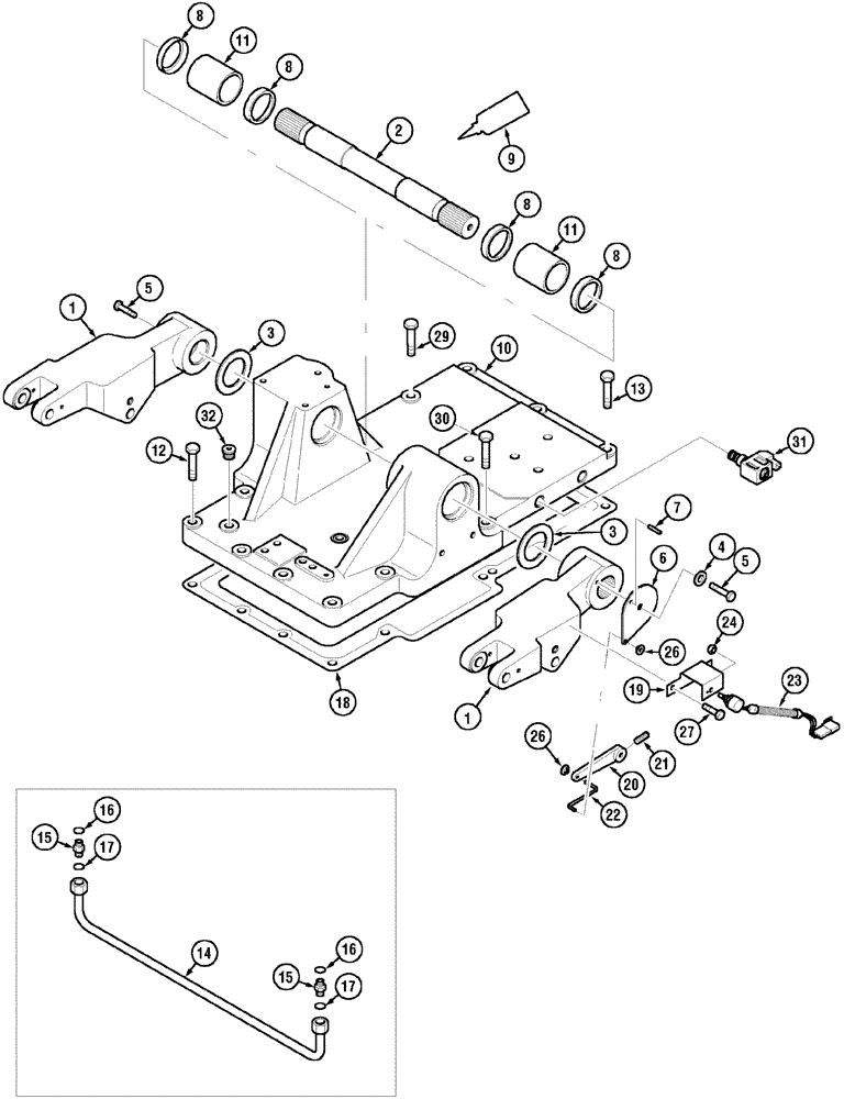 Схема запчастей Case IH MX150 - (09-53) - HITCH ROCKSHAFT (37) - HITCHES, DRAWBARS & IMPLEMENT COUPLINGS