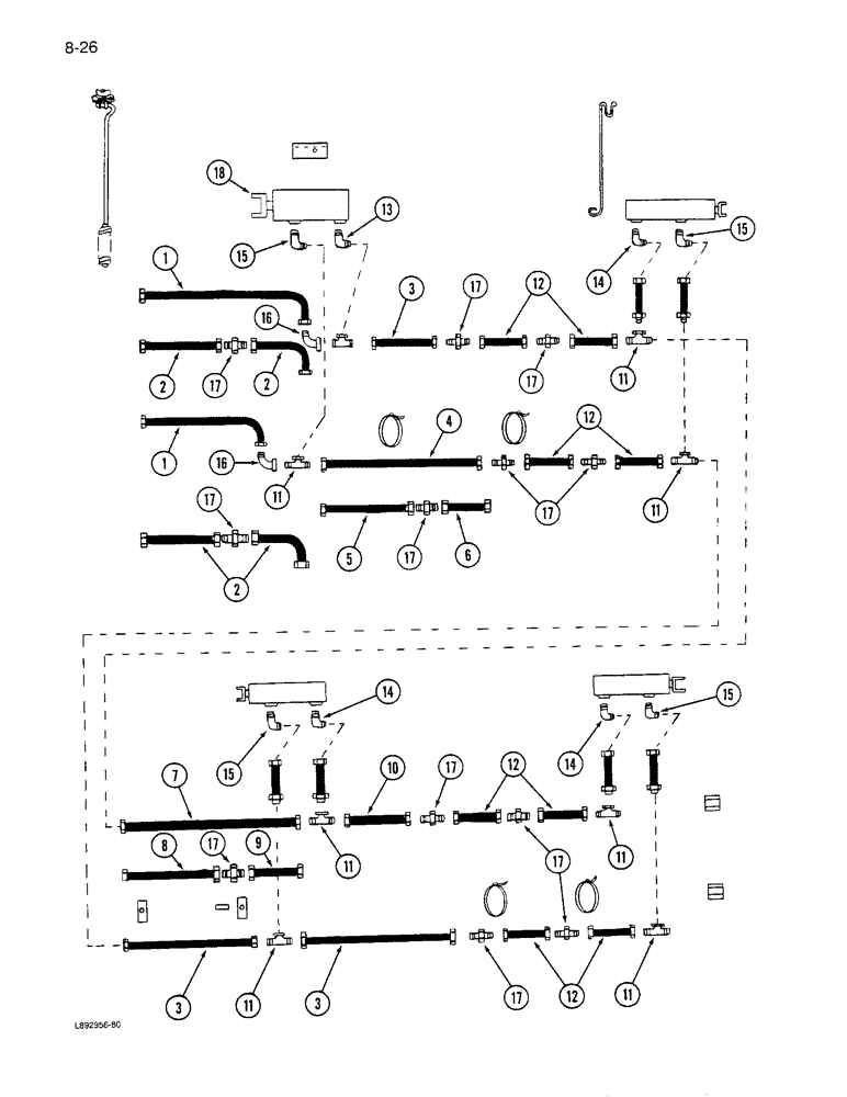 Схема запчастей Case IH 6300 - (8-26) - HYDRAULIC SYSTEM, ENDWISE TRANSPORT, CONTINUED (08) - HYDRAULICS