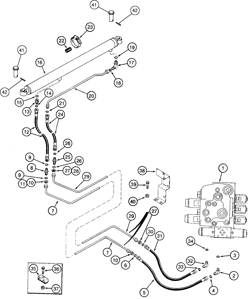 Схема запчастей Case IH 2388 - (08-32) - HYDRAULICS - UNLOADER TUBE SWING CYLINDER (07) - HYDRAULICS