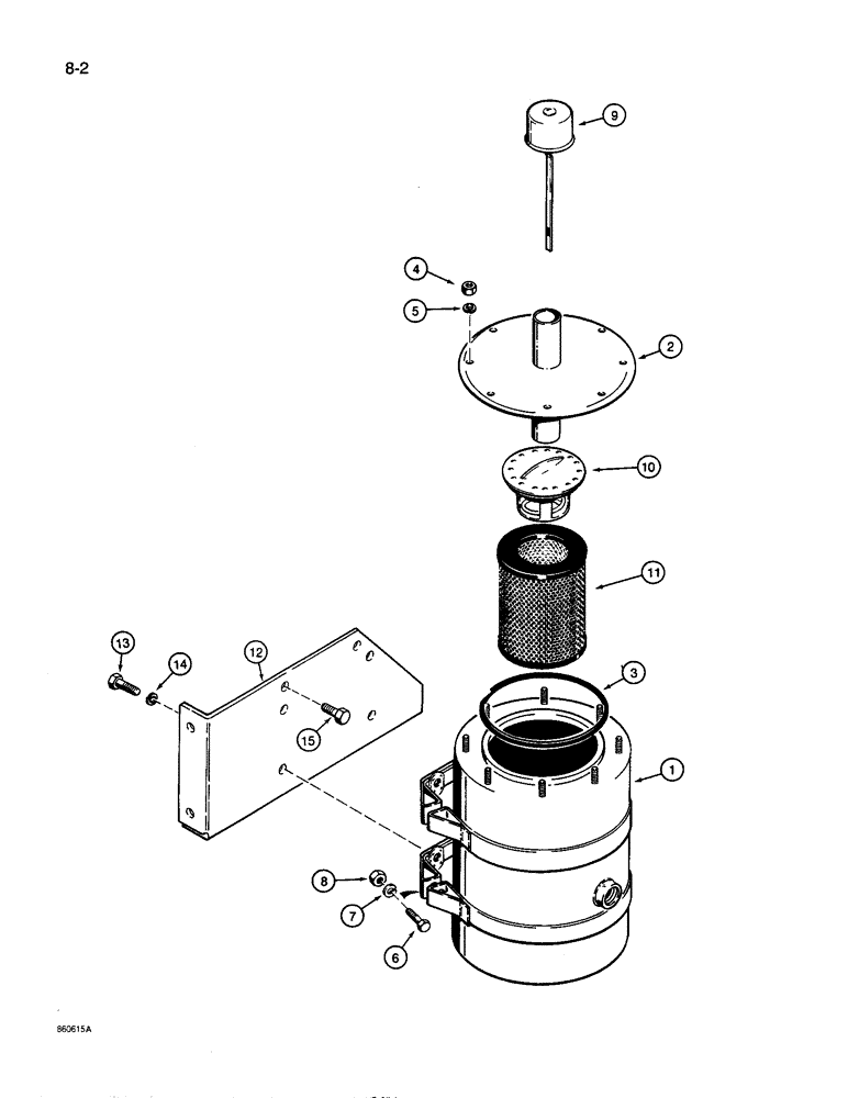 Схема запчастей Case IH 8600 - (8-02) - FAN HYDRAULIC SYSTEM, HYDRAULIC RESERVOIR AND MOUNTING PARTS, USED WITH P.T.O. PUMP PRESSURE (08) - HYDRAULICS