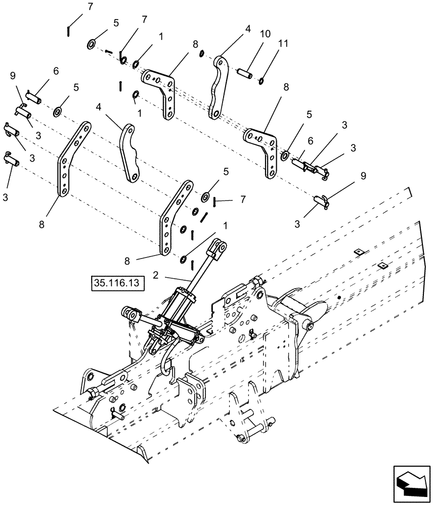 Схема запчастей Case IH 1230 - (35.110.03) - GULL WING ATTACHMENT LINKAGE - 12 ROW WIDE AND 16 ROW MOUNTED STACKER (35) - HYDRAULIC SYSTEMS