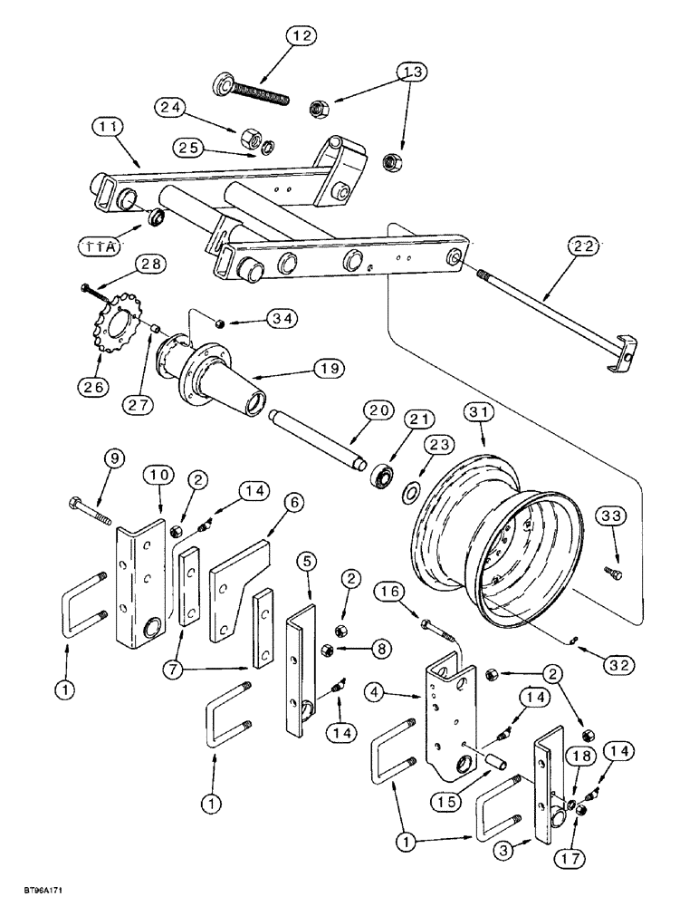 Схема запчастей Case IH 955 - (9A-082) - DRIVE WHEELS AND MOUNTING, 12 ROW NARROW - PARALLEL FRONT FOLD (09) - CHASSIS/ATTACHMENTS