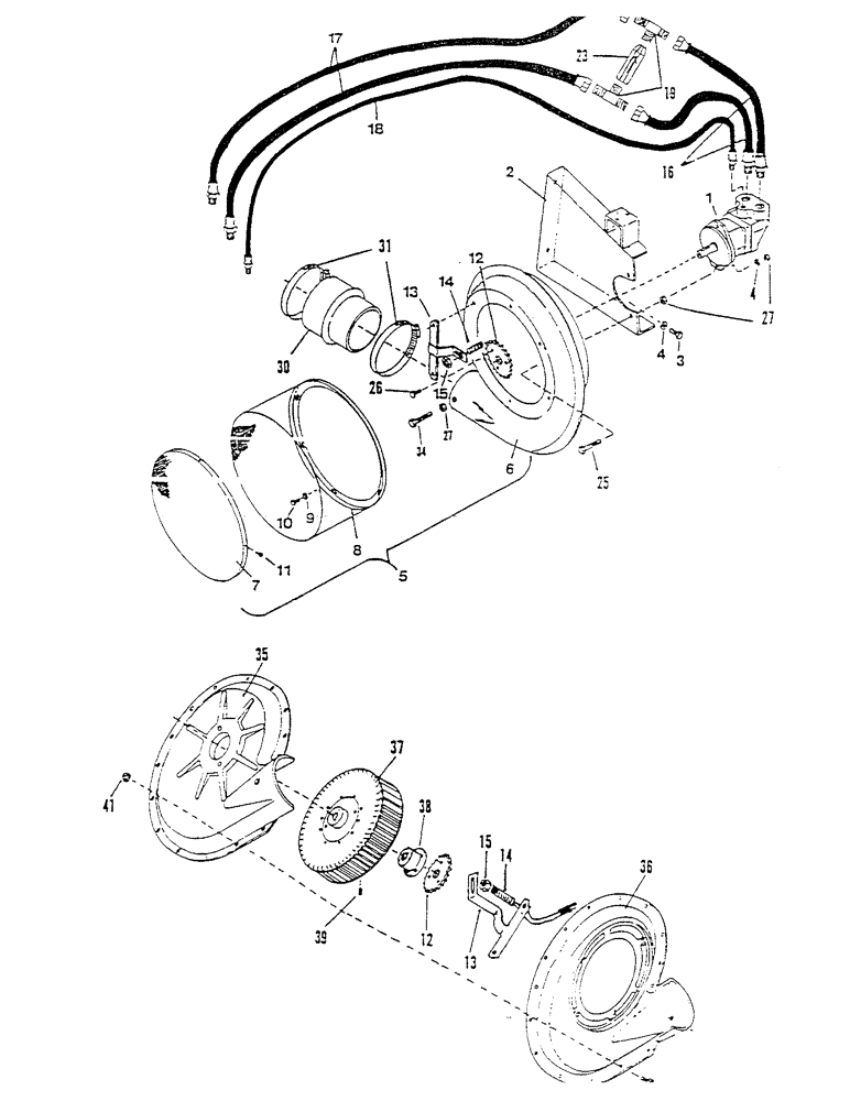 Схема запчастей Case IH 2501 - (16) - BLOWER, HYDRAULIC 