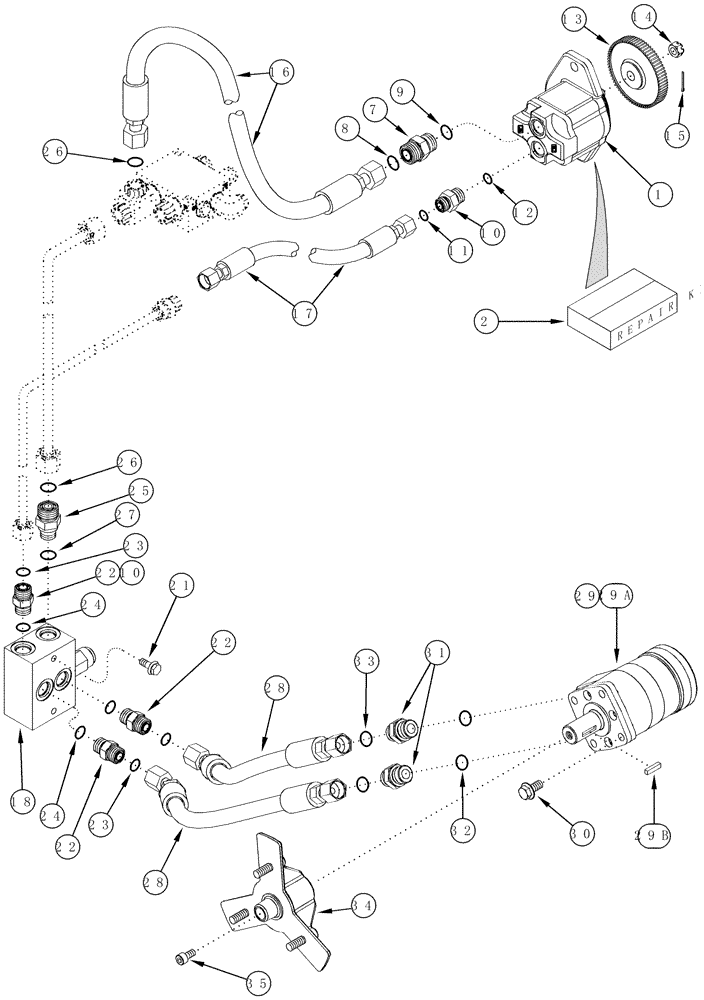 Схема запчастей Case IH CPX620 - (08-24) - ROTARY AIR SCREEN HYDRAULIC SYSTEM (07) - HYDRAULICS