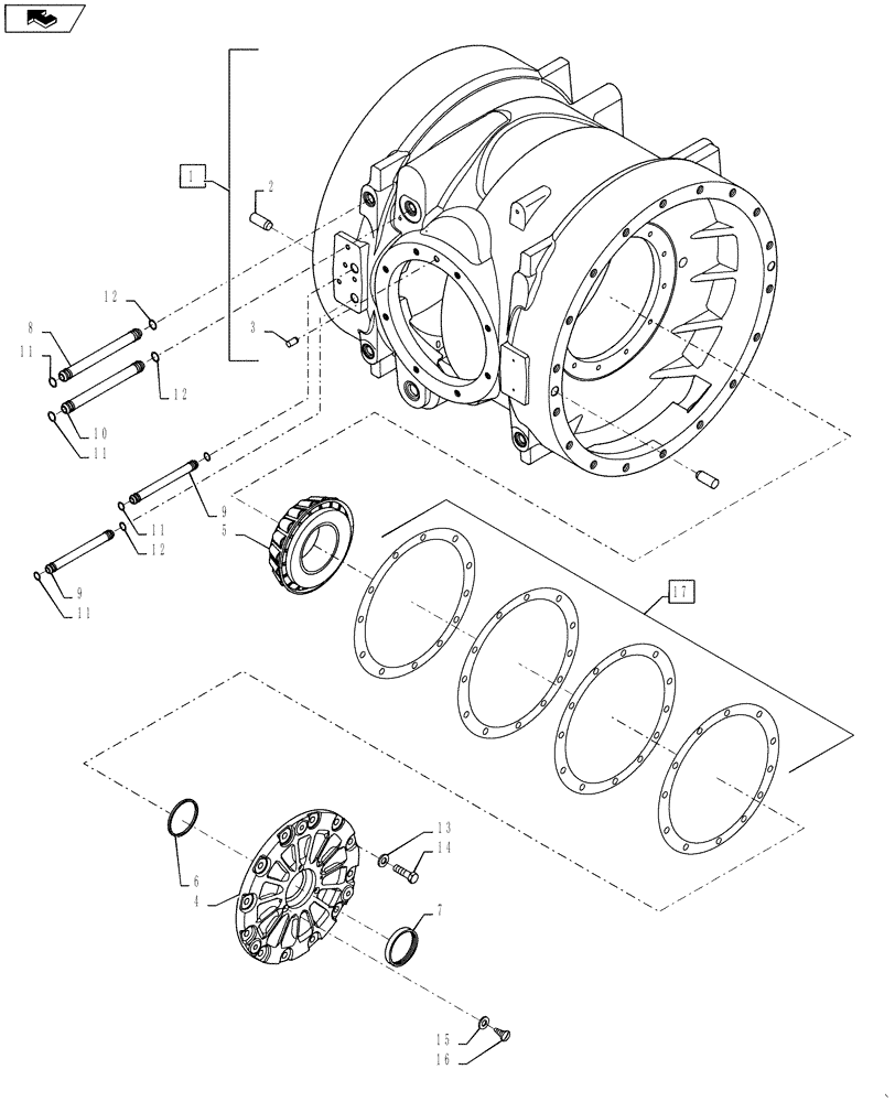 Схема запчастей Case IH STEIGER 500 - (27.100.11) - 500 SERIES AXLE - CENTER AND LEFT-HAND CARRIER - STEIGER 500HD & 550 (27) - REAR AXLE SYSTEM