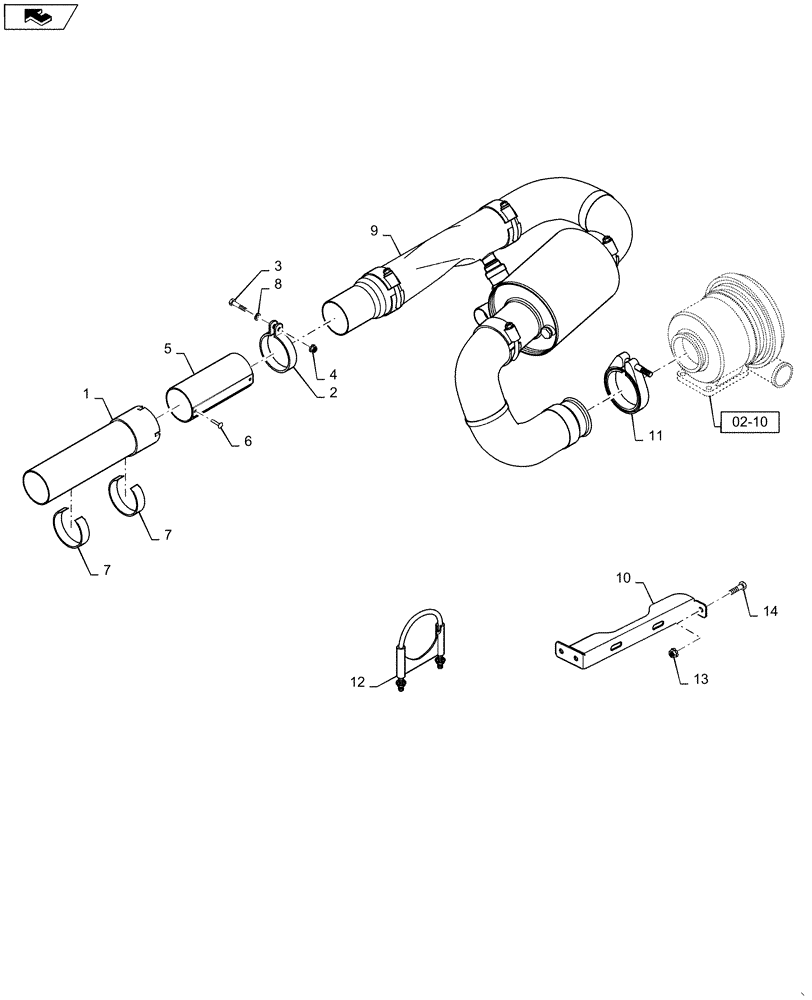 Схема запчастей Case IH 420 TIER 3 - (02-06) - EXHAUST SYSTEM (01) - ENGINE