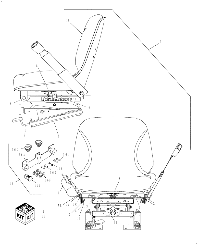 Схема запчастей Case IH FARMALL 35 - (10.04) - DELUXE SEAT (10) - OPERATORS PLATFORM/CAB