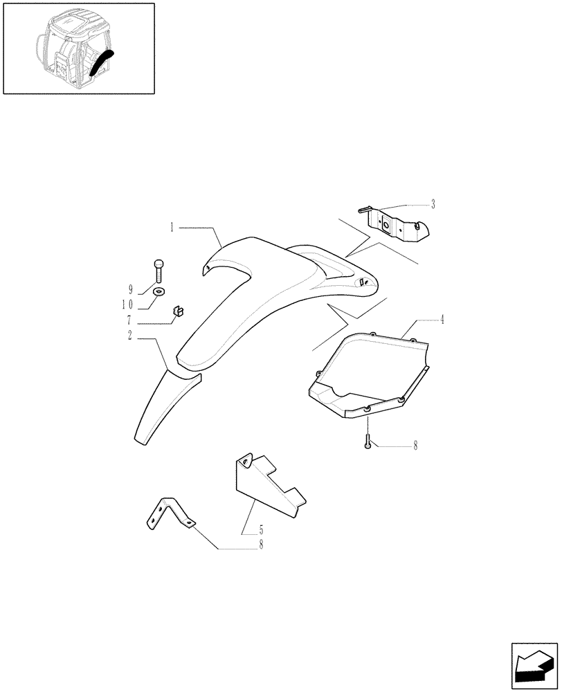 Схема запчастей Case IH MXU115 - (1.87.1[01A]) - REAR FENDERS (L/CAB) (08) - SHEET METAL