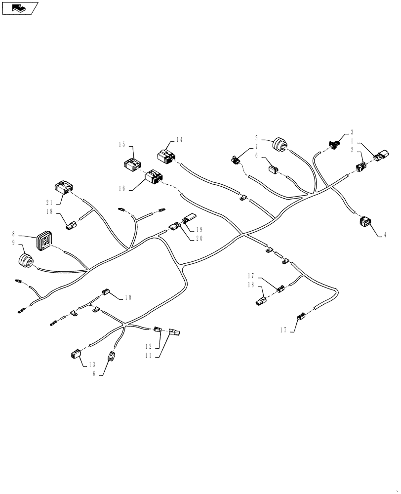 Схема запчастей Case IH STEIGER 350 - (55.100.05[07]) - HARNESS - FRONT FRAME - EUROPE ONLY (55) - ELECTRICAL SYSTEMS