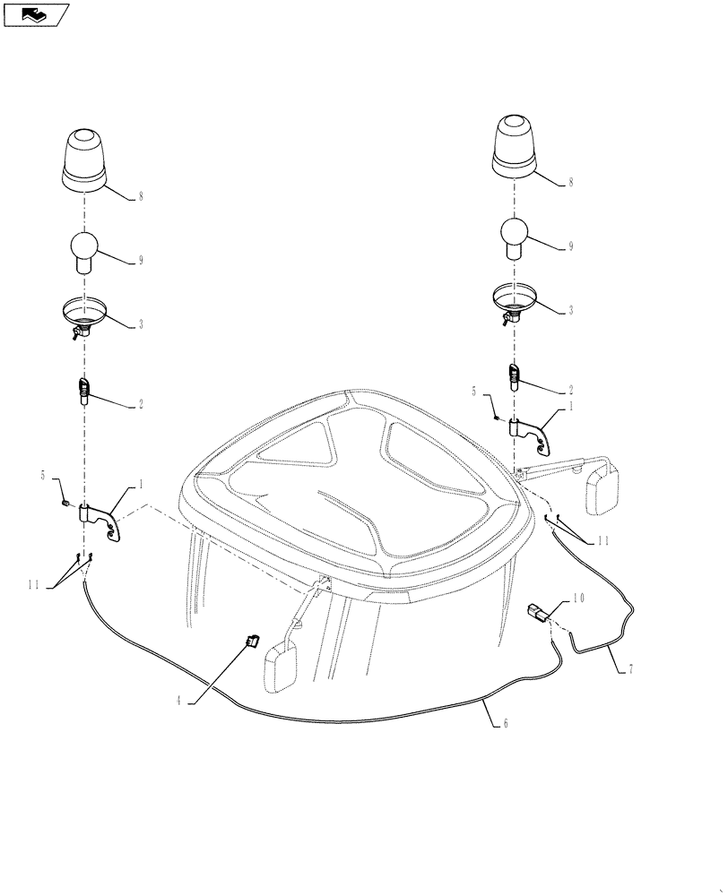 Схема запчастей Case IH STEIGER 400 - (55.404.11) - BEACON - ASSY - SINGLE & DUAL (55) - ELECTRICAL SYSTEMS