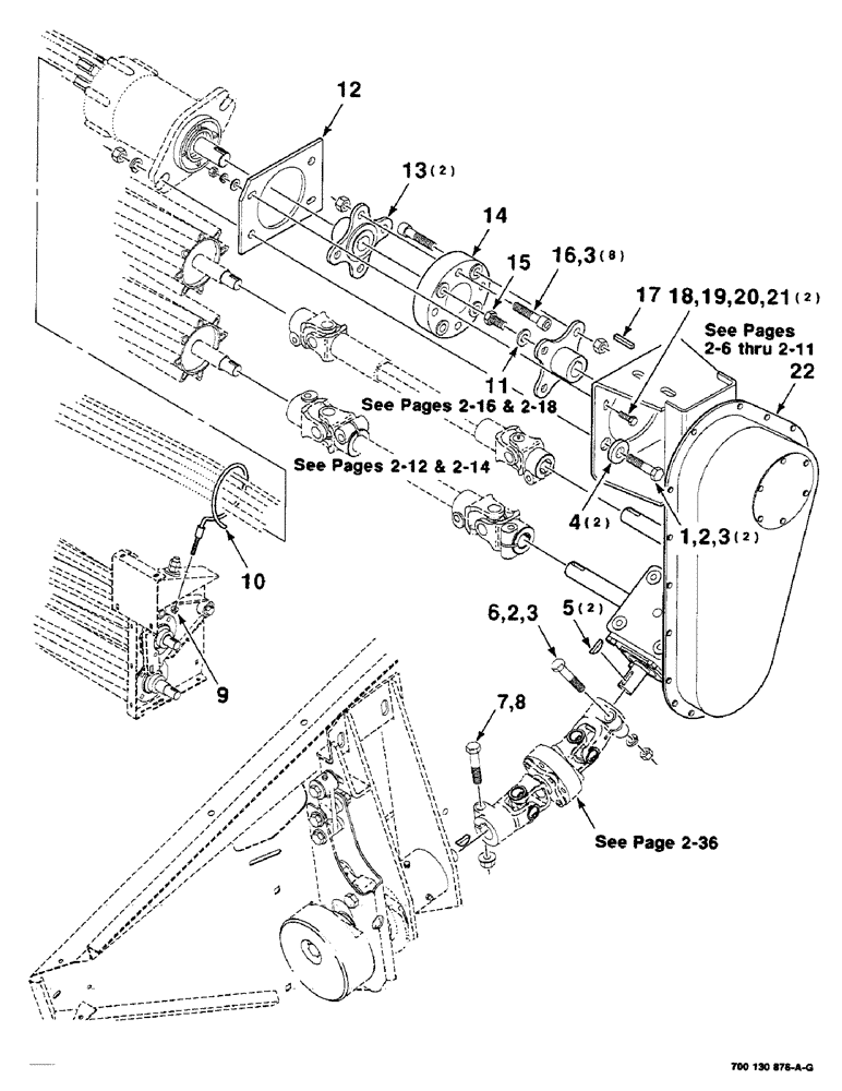 Схема запчастей Case IH 8840 - (2-02) - FLEX COUPLING AND U-JOINT ASSEMBLY (S.N. CFH0032001 THRU (58) - ATTACHMENTS/HEADERS