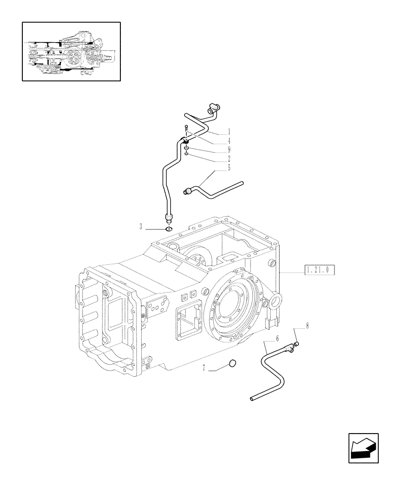 Схема запчастей Case IH MXU110 - (1.21.0/02) - (VAR.140-147) 16X16 (50KM/H) (SPS) GEARBOX - GEARBOX PIPES (03) - TRANSMISSION