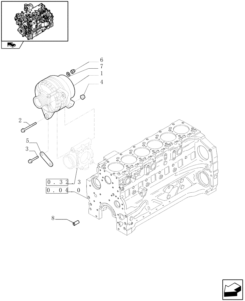 Схема запчастей Case IH PUMA 155 - (0.40.0) - ALTERNATOR (01) - ENGINE