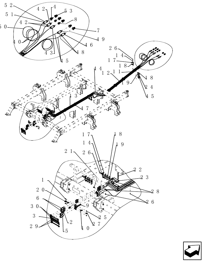 Схема запчастей Case IH ADX3380 - (A.10.A[25]) - TBH HYD LINES ACROSS SDX40 (ASN CBJ0004442) A - Distribution Systems