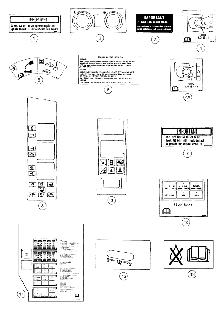 Схема запчастей Case IH 2555 - (09F-23) - DECALS - IMPORTANT INSTRUCTIONS (12) - CHASSIS