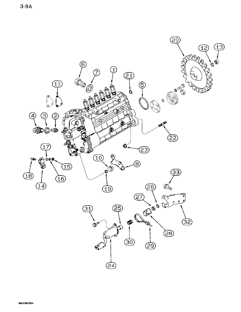 Схема запчастей Case IH 7120 - (3-09A) - FUEL INJECTION PUMP AND DRIVE, 6T-830 ENGINE, 7120 TRACTOR ONLY, ENGINE SERIAL NO. 44827264 & AFTER (03) - FUEL SYSTEM