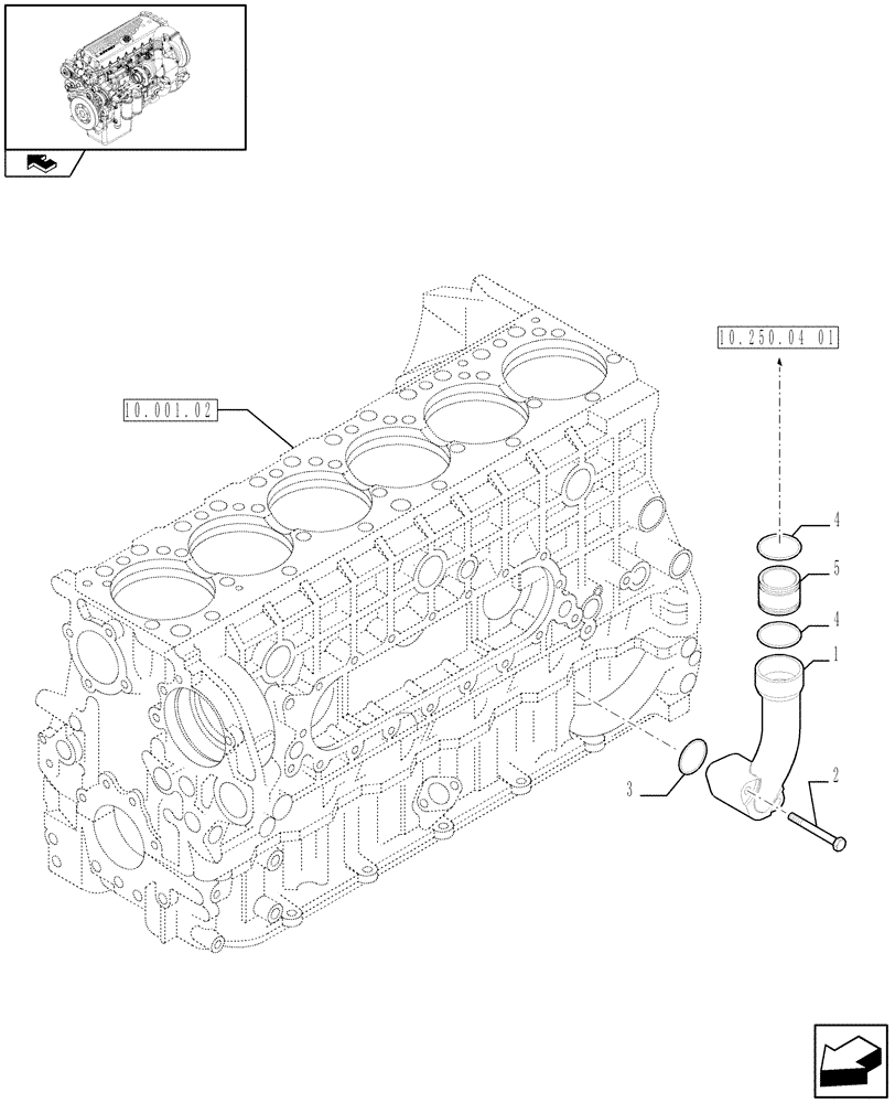 Схема запчастей Case IH F3CE0684F E001 - (10.250.04[04]) - TURBOCOMPOUND - RETURN OIL LINE (504220952) (01) - ENGINE