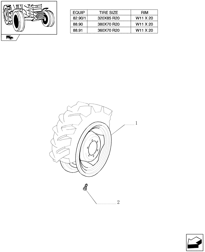 Схема запчастей Case IH FARMALL 75C - (82.00[05]) - DRIVING WHEELS - 4WD (11) - WHEELS/TRACKS