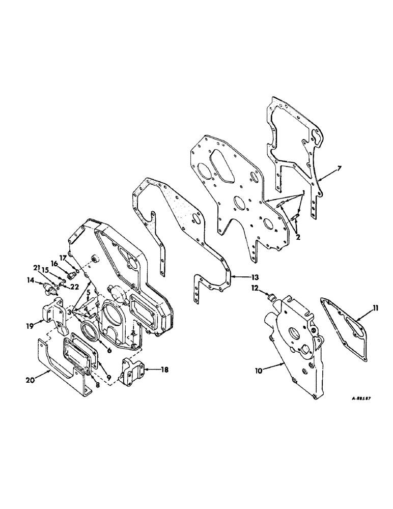 Схема запчастей Case IH 2706 - (D-23) - DIESEL ENGINES, CRANKCASE FRONT COVER & ENGINE SUPPORTS (01) - ENGINE