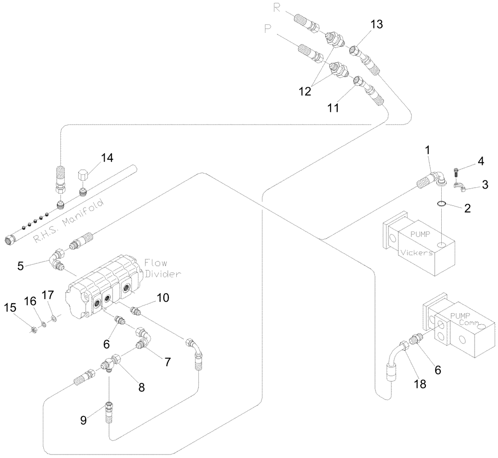 Схема запчастей Case IH A7000 - (B09.05[01]) - Hydraulic Circuit {Shredder Topper without Sidetrim} (07) - HYDRAULICS