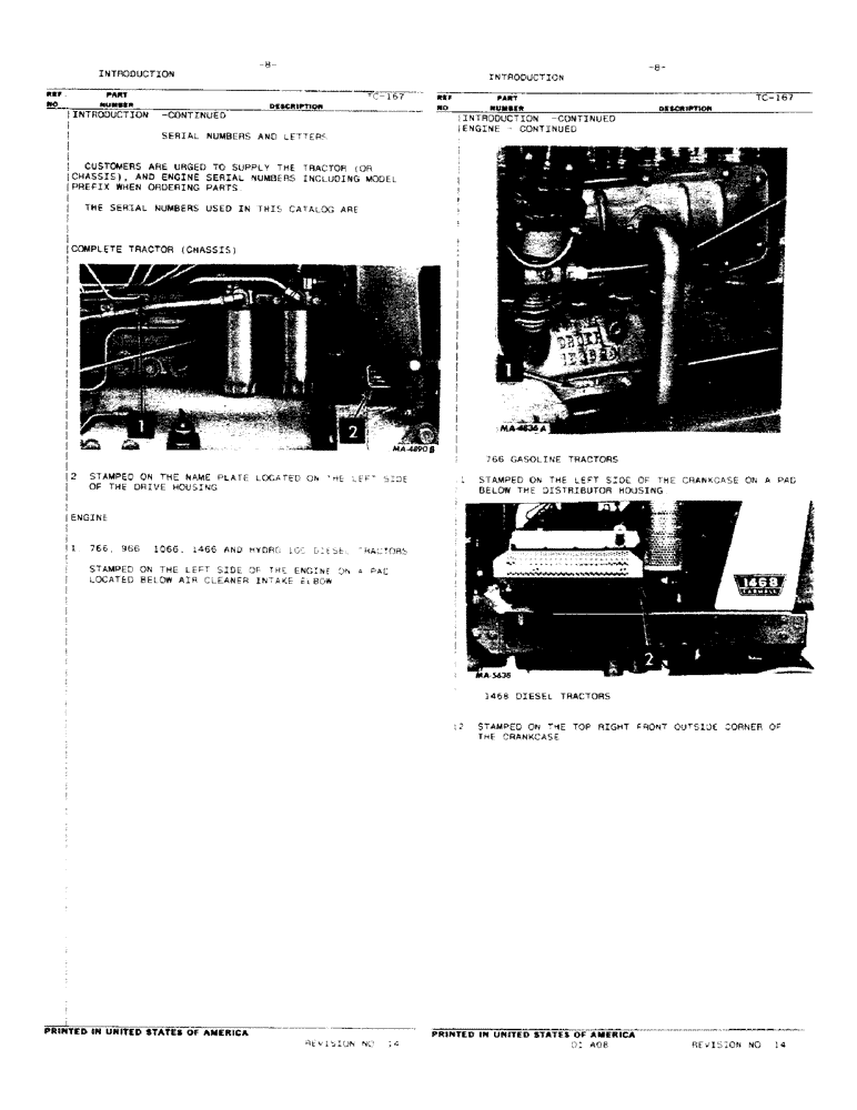 Схема запчастей Case IH 966 - (01-8) - INTRODUCTION - SERIAL NUMBERS AND LETTERS (00) - GENERAL