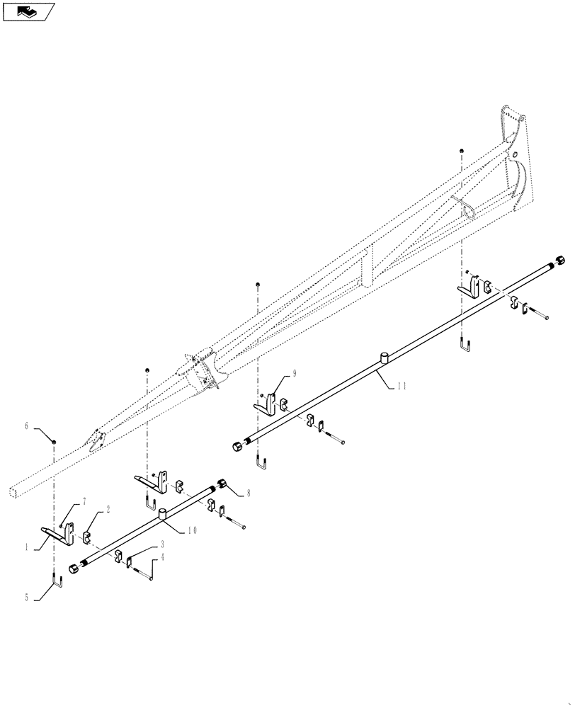 Схема запчастей Case IH 3330 - (75.130.31[01]) - SPRAYBAR, OUTER SECTION, 20" NOZZLE SPACING, OFF CENTER, 90 BOOM, BSN YBT031520 (75) - SOIL PREPARATION