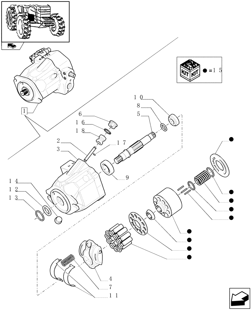 Схема запчастей Case IH PUMA 195 - (1.32.8/02A[02]) - 150 L/MIN PUMP CCLS W/EDC - HYDRAULIC PUMP - BREAKDOWN (03) - TRANSMISSION