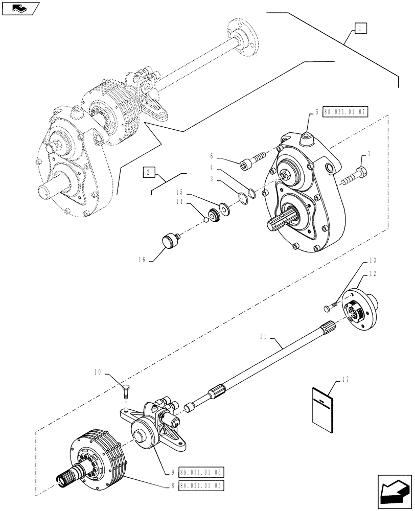 Схема запчастей Case IH PUMA 130 - (88.031.01[01]) - DIA KIT, FRONT POWER TAKE OFF - PTO, CLUTCH AND CYLINDER (88) - ACCESSORIES