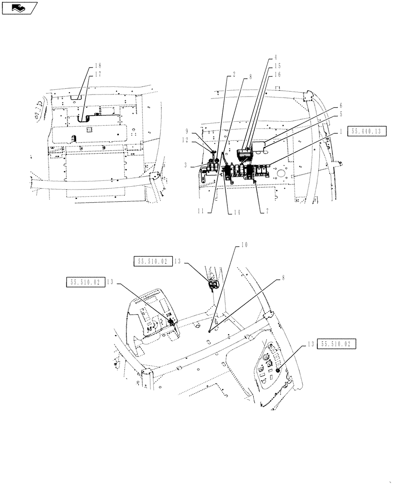 Схема запчастей Case IH 3330 - (55.510.01) - PACKAGE, ELECTRICAL GROUP, CAB (55) - ELECTRICAL SYSTEMS