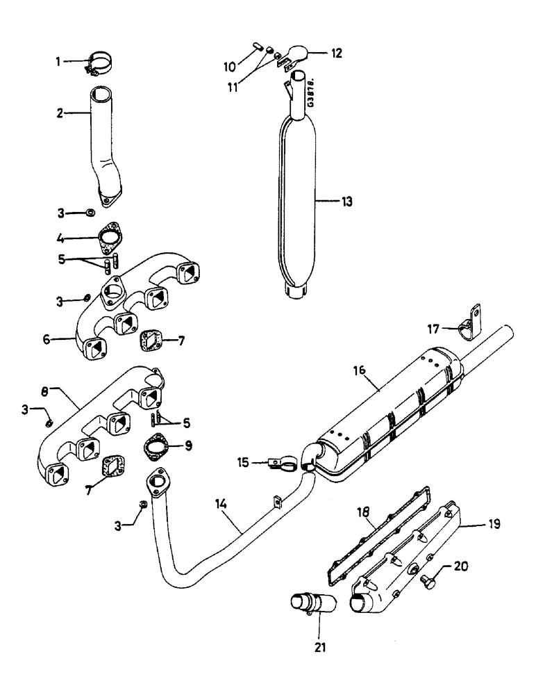 Схема запчастей Case IH 553 - (070) - MANIFOLDS, EXHAUST (02) - ENGINE