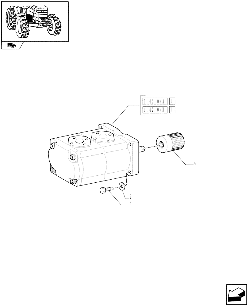 Схема запчастей Case IH FARMALL 60 - (1.42.0) - HYDRAULIC PUMP (04) - FRONT AXLE & STEERING