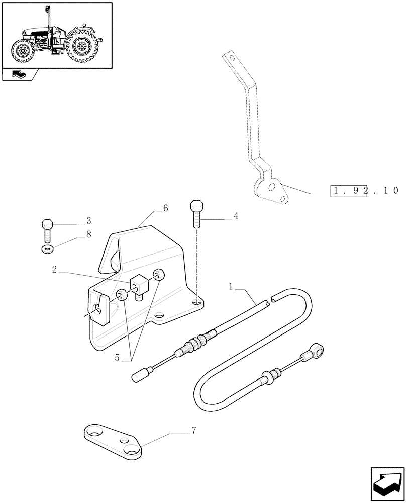 Схема запчастей Case IH FARMALL 75C - (1.10.0) - THROTTLE CONTROL LINKAGE (02) - ENGINE EQUIPMENT