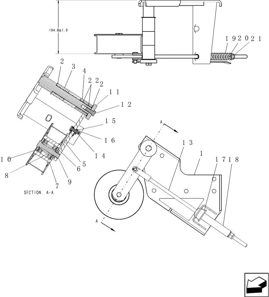 Схема запчастей Case IH 7010 - (66.350.02[01]) - TENSIONER ASSEMBLY, BEATER DRIVE - PRIOR TO PIN HAJ202001 - 7010/8010 (66) - THRESHING