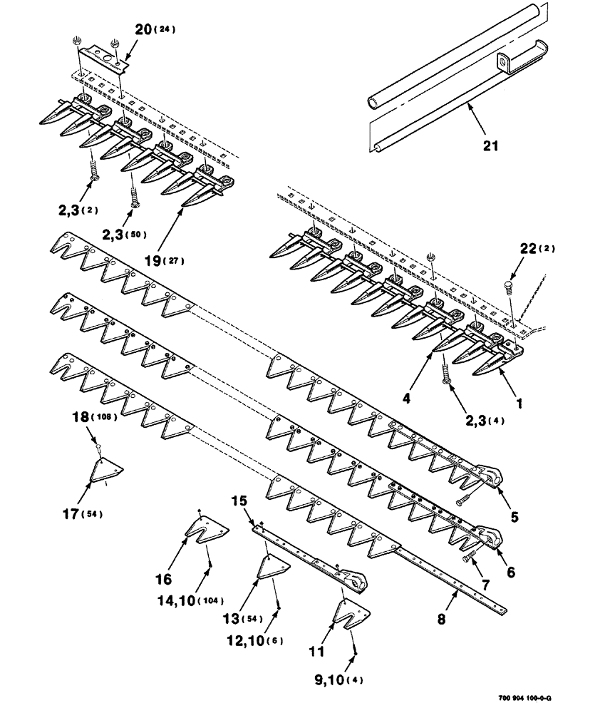 Схема запчастей Case IH 525 - (03-004) - SICKLE & GUARD ASSEMBLY - RANGE GUARD (14 FOOT) (58) - ATTACHMENTS/HEADERS