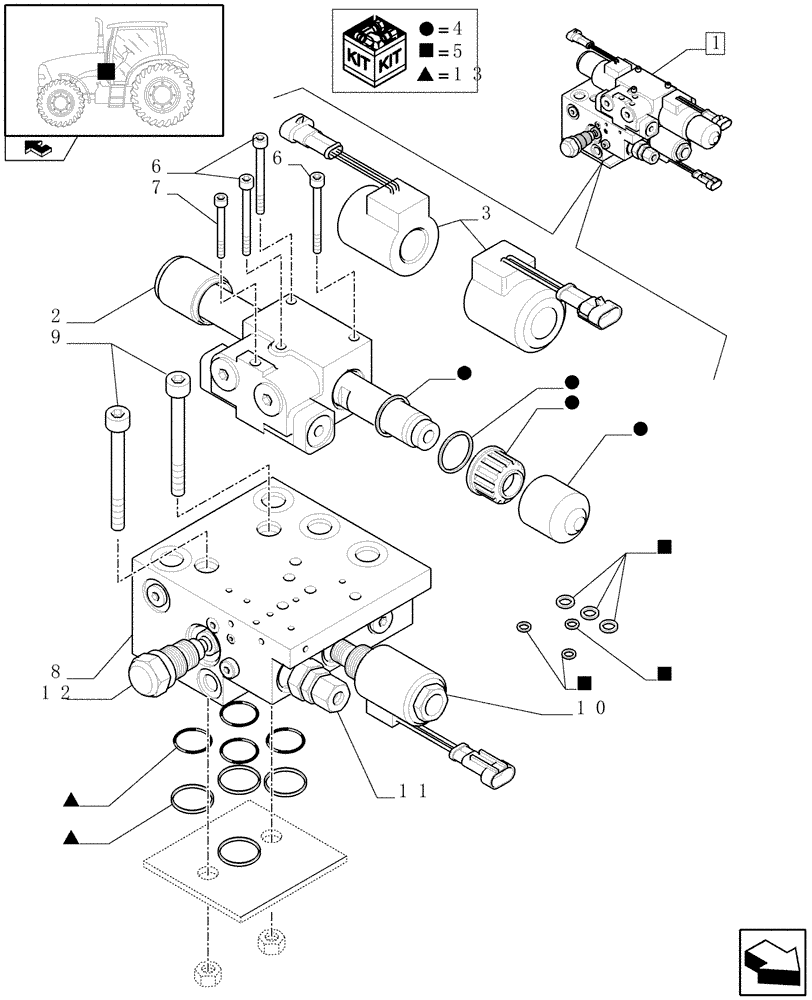 Схема запчастей Case IH PUMA 195 - (1.95.5/02A) - AUTOGUIDANCE VALVES - BREAKDOWN - C6831 (10) - OPERATORS PLATFORM/CAB