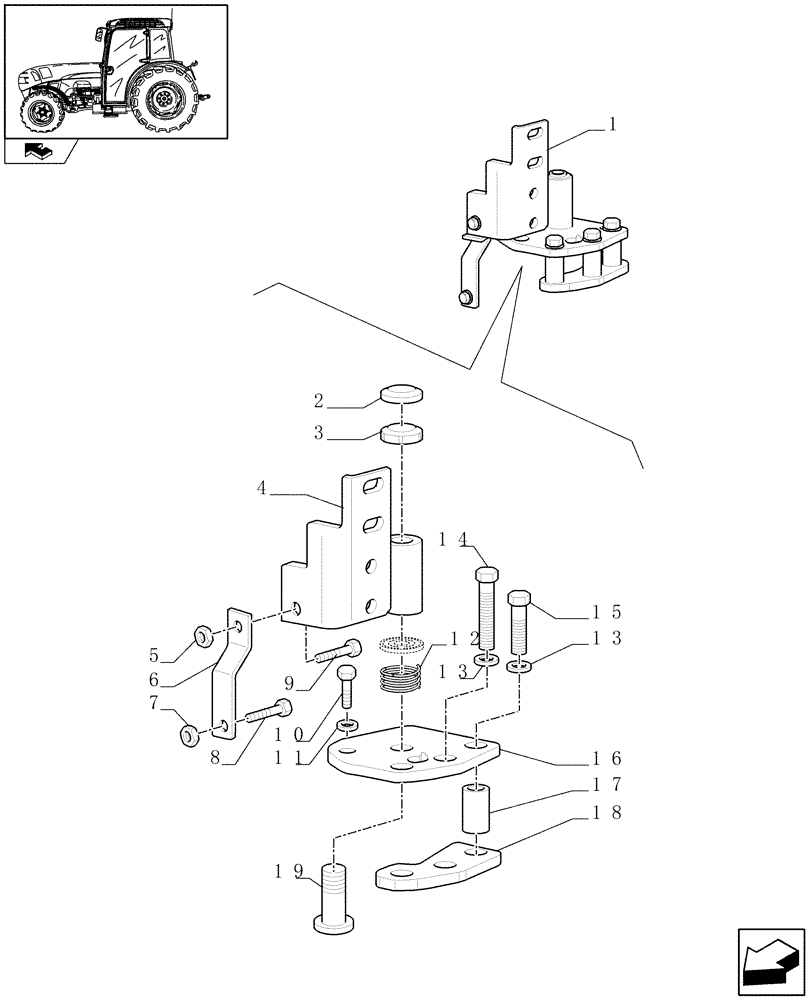 Схема запчастей Case IH FARMALL 95N - (1.43.0/ A) - DYNAMIC FRONT FENDERS (310MM, 4WD) - BREAKDOWN (VAR.335485 / 743533) (04) - FRONT AXLE & STEERING