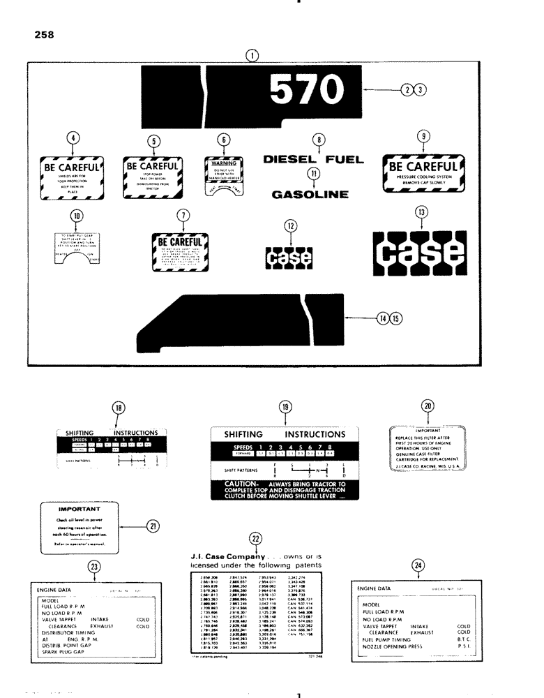 Схема запчастей Case IH 570 - (258) - DECALS, (570 SERIES) (09) - CHASSIS/ATTACHMENTS