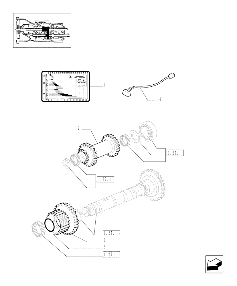 Схема запчастей Case IH JX80U - (1.27.2) - (VAR272) (HI-LO) AND SYNCHRONIZED REVERSING GEAR - GEARS & ELECTRIC CABLE (03) - TRANSMISSION